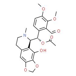 ChemSpider 2D Image | (S)-(2-Formyl-3,4-dimethoxyphenyl)[(5R)-4-hydroxy-6-methyl-5,6,7,8-tetrahydro[1,3]dioxolo[4,5-g]isoquinolin-5-yl]methyl acetate | C23H25NO8