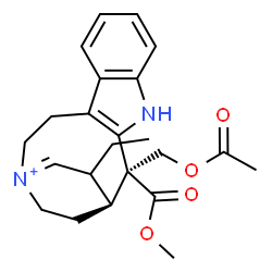 ChemSpider 2D Image | (1S,2S)-2-(Acetoxymethyl)-16-ethyl-2-(methoxycarbonyl)-4-aza-14-azoniatetracyclo[12.2.2.0~3,11~.0~5,10~]octadeca-3(11),5,7,9,14-pentaene | C23H29N2O4