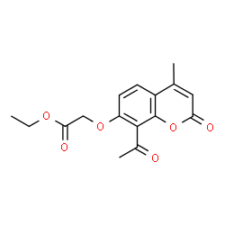 ChemSpider 2D Image | Ethyl [(8-acetyl-4-methyl-2-oxo-2H-chromen-7-yl)oxy]acetate | C16H16O6