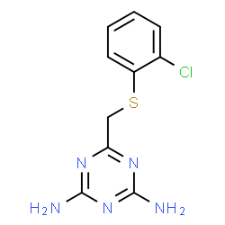 ChemSpider 2D Image | 6-{[(2-Chlorophenyl)sulfanyl]methyl}-1,3,5-triazine-2,4-diamine | C10H10ClN5S