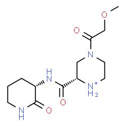 ChemSpider 2D Image | (2S)-4-(Methoxyacetyl)-2-{[(3S)-2-oxo-3-piperidinyl]carbamoyl}piperazin-1-ium | C13H23N4O4
