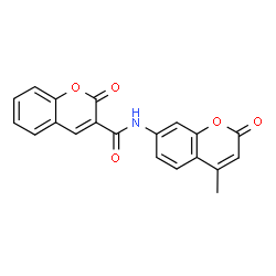 ChemSpider 2D Image | N-(4-Methyl-2-oxo-2H-chromen-7-yl)-2-oxo-2H-chromene-3-carboxamide | C20H13NO5