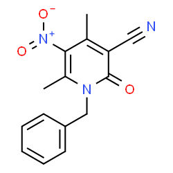 ChemSpider 2D Image | 1-Benzyl-4,6-dimethyl-5-nitro-2-oxo-1,2-dihydro-3-pyridinecarbonitrile | C15H13N3O3