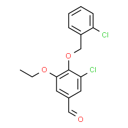 ChemSpider 2D Image | 3-Chloro-4-[(2-chlorobenzyl)oxy]-5-ethoxybenzaldehyde | C16H14Cl2O3