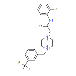 ChemSpider 2D Image | 1-{2-[(2-Fluorophenyl)amino]-2-oxoethyl}-4-[3-(trifluoromethyl)benzyl]piperazinediium | C20H23F4N3O