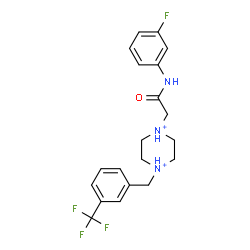 ChemSpider 2D Image | 1-{2-[(3-Fluorophenyl)amino]-2-oxoethyl}-4-[3-(trifluoromethyl)benzyl]piperazinediium | C20H23F4N3O