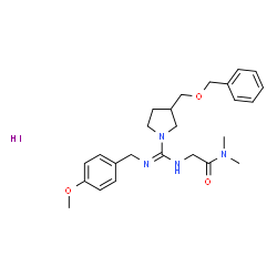 ChemSpider 2D Image | N~2~-{(Z)-{3-[(Benzyloxy)methyl]-1-pyrrolidinyl}[(4-methoxybenzyl)imino]methyl}-N,N-dimethylglycinamide hydroiodide (1:1) | C25H35IN4O3