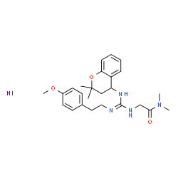 ChemSpider 2D Image | N~2~-{N-(2,2-Dimethyl-3,4-dihydro-2H-chromen-4-yl)-N'-[2-(4-methoxyphenyl)ethyl]carbamimidoyl}-N,N-dimethylglycinamide hydroiodide (1:1) | C25H35IN4O3