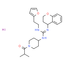 ChemSpider 2D Image | 2-(3,4-Dihydro-2H-chromen-4-yl)-1-[2-(2-furyl)ethyl]-3-(1-isobutyryl-4-piperidinyl)guanidine hydroiodide (1:1) | C25H35IN4O3
