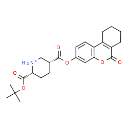 ChemSpider 2D Image | (2R,5R)-2-{[(2-Methyl-2-propanyl)oxy]carbonyl}-5-{[(6-oxo-7,8,9,10-tetrahydro-6H-benzo[c]chromen-3-yl)oxy]carbonyl}piperidinium | C24H30NO6
