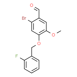 ChemSpider 2D Image | 2-Bromo-4-[(2-fluorobenzyl)oxy]-5-methoxybenzaldehyde | C15H12BrFO3