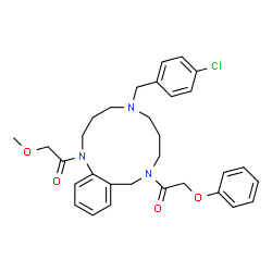 ChemSpider 2D Image | 1-[5-(4-Chlorobenzyl)-1-(methoxyacetyl)-1,3,4,5,6,7,8,10-octahydro-1,5,9-benzotriazacyclododecin-9(2H)-yl]-2-phenoxyethanone | C31H36ClN3O4