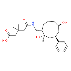 ChemSpider 2D Image | 5-({[(1S,2R,4R,6R)-2,6-Dihydroxy-2-methyl-4-phenylcyclononyl]methyl}amino)-3,3-dimethyl-5-oxopentanoic acid | C24H37NO5