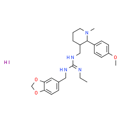 ChemSpider 2D Image | 1-(1,3-Benzodioxol-5-ylmethyl)-2-ethyl-3-{[2-(4-methoxyphenyl)-1-methyl-3-piperidinyl]methyl}guanidine hydroiodide (1:1) | C25H35IN4O3