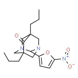 ChemSpider 2D Image | 2-(5-Nitro-2-furyl)-5,7-dipropyl-1,3-diazatricyclo[3.3.1.1~3,7~]decan-6-one | C18H25N3O4