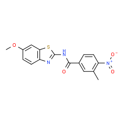 ChemSpider 2D Image | N-(6-Methoxy-1,3-benzothiazol-2-yl)-3-methyl-4-nitrobenzamide | C16H13N3O4S