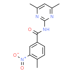 ChemSpider 2D Image | N-(4,6-Dimethyl-2-pyrimidinyl)-4-methyl-3-nitrobenzamide | C14H14N4O3