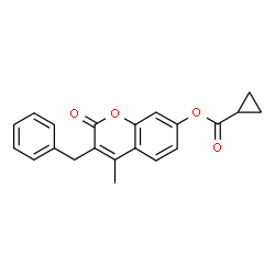 ChemSpider 2D Image | 3-Benzyl-4-methyl-2-oxo-2H-chromen-7-yl cyclopropanecarboxylate | C21H18O4