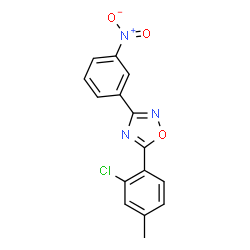 ChemSpider 2D Image | 5-(2-Chloro-4-methylphenyl)-3-(3-nitrophenyl)-1,2,4-oxadiazole | C15H10ClN3O3