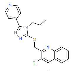 ChemSpider 2D Image | 3-Chloro-4-methyl-2-({[4-propyl-5-(4-pyridinyl)-4H-1,2,4-triazol-3-yl]sulfanyl}methyl)quinoline | C21H20ClN5S