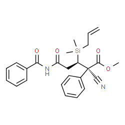 ChemSpider 2D Image | Methyl (2S,3R)-3-[allyl(dimethyl)silyl]-5-(benzoylamino)-2-cyano-5-oxo-2-phenylpentanoate | C25H28N2O4Si