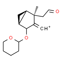 ChemSpider 2D Image | [(1R,2R,5S)-2-Methyl-2-(2-oxoethyl)-4-(tetrahydro-2H-pyran-2-yloxy)bicyclo[3.1.0]hex-3-ylidene]methylium | C15H21O3