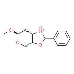 ChemSpider 2D Image | (3aR,6R,7aS)-6-Methoxy-2-phenyltetrahydro-4H-[1,3]dioxolo[4,5-c]pyran-1-ium (non-preferred name) | C13H17O4