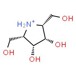 ChemSpider 2D Image | (2R,3S,4R,5S)-3,4-Dihydroxy-2,5-bis(hydroxymethyl)pyrrolidinium | C6H14NO4