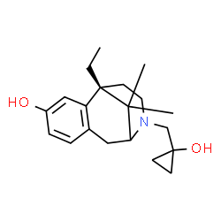 ChemSpider 2D Image | (1S)-1-Ethyl-10-[(1-hydroxycyclopropyl)methyl]-13,13-dimethyl-10-azatricyclo[7.3.1.0~2,7~]trideca-2,4,6-trien-4-ol | C20H29NO2