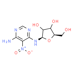 ChemSpider 2D Image | N-(6-Amino-5-nitro-4-pyrimidinyl)-beta-D-glycero-pentofuranosylamine | C9H13N5O6