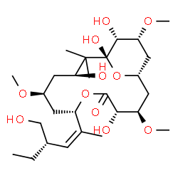 ChemSpider 2D Image | (1R,3R,4S,7S,9S,11S,13R,14R,15R)-4,11,13,14-Tetrahydroxy-7-[(2Z,4S)-4-(hydroxymethyl)-2-hexen-2-yl]-3,9,15-trimethoxy-12,12-dimethyl-6,17-dioxabicyclo[11.3.1]heptadecan-5-one | C27H48O11