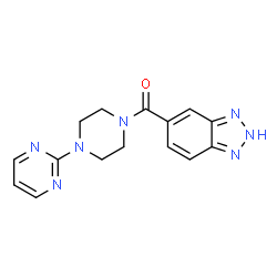 ChemSpider 2D Image | 2H-Benzotriazol-5-yl[4-(2-pyrimidinyl)-1-piperazinyl]methanone | C15H15N7O