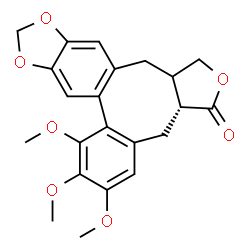 ChemSpider 2D Image | (3aR)-6,7,8-Trimethoxy-3a,4,14,14a-tetrahydrobenzo[3,4]furo[3',4':6,7]cycloocta[1,2-f][1,3]benzodioxol-3(1H)-one | C22H22O7