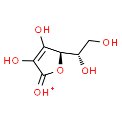 ChemSpider 2D Image | [(5R)-5-[(1S)-1,2-Dihydroxyethyl]-3,4-dihydroxy-2(5H)-furanylidene]oxonium (non-preferred name) | C6H9O6
