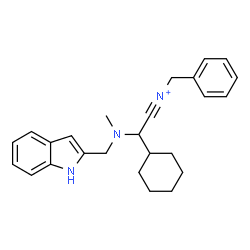 ChemSpider 2D Image | N-{2-Cyclohexyl-2-[(1H-indol-2-ylmethyl)(methyl)amino]ethylidyne}(phenyl)methanaminium | C25H30N3