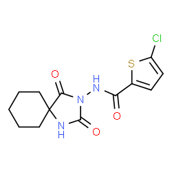 ChemSpider 2D Image | 5-Chloro-N-(2,4-dioxo-1,3-diazaspiro[4.5]dec-3-yl)-2-thiophenecarboxamide | C13H14ClN3O3S