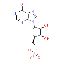ChemSpider 2D Image | 9-(5-O-Phosphonato-D-ribofuranosyl)-1,9-dihydro-6H-purin-6-one | C10H11N4O8P
