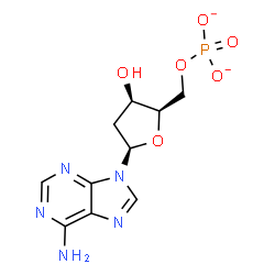 ChemSpider 2D Image | 9-(2-Deoxy-5-O-phosphonato-beta-D-threo-pentofuranosyl)-9H-purin-6-amine | C10H12N5O6P