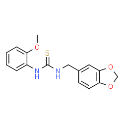 ChemSpider 2D Image | 1-(1,3-Benzodioxol-5-ylmethyl)-3-(2-methoxyphenyl)thiourea | C16H16N2O3S