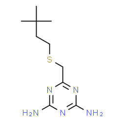 ChemSpider 2D Image | 6-{[(3,3-Dimethylbutyl)sulfanyl]methyl}-1,3,5-triazine-2,4-diamine | C10H19N5S