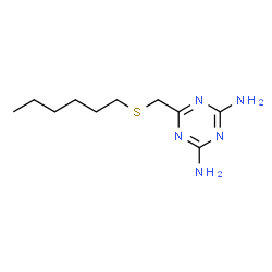 ChemSpider 2D Image | 6-[(Hexylsulfanyl)methyl]-1,3,5-triazine-2,4-diamine | C10H19N5S