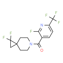 ChemSpider 2D Image | (1,1-Difluoro-6-azaspiro[2.5]oct-6-yl)[2-fluoro-6-(trifluoromethyl)-3-pyridinyl]methanone | C14H12F6N2O