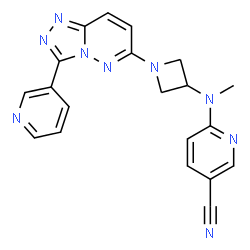 ChemSpider 2D Image | 6-(Methyl{1-[3-(3-pyridinyl)[1,2,4]triazolo[4,3-b]pyridazin-6-yl]-3-azetidinyl}amino)nicotinonitrile | C20H17N9