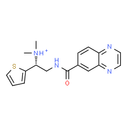 ChemSpider 2D Image | (1R)-N,N-Dimethyl-2-[(6-quinoxalinylcarbonyl)amino]-1-(2-thienyl)ethanaminium | C17H19N4OS