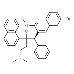 ChemSpider 2D Image | (1R)-1-(6-Bromo-2-methoxy-3-quinolinyl)-4-(dimethylamino)-2-(1-naphthyl)-1-phenyl-2-butanol | C32H31BrN2O2