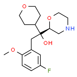 ChemSpider 2D Image | (1S)-2-(5-Fluoro-2-methoxyphenyl)-1-[(2S)-2-morpholinyl]-1-(tetrahydro-2H-pyran-4-yl)ethanol | C18H26FNO4