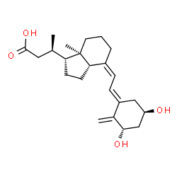 ChemSpider 2D Image | (3R)-3-[(1R,3aS,4Z,7aR)-4-{(2E)-2-[(3S,5R)-3,5-Dihydroxy-2-methylenecyclohexylidene]ethylidene}-7a-methyloctahydro-1H-inden-1-yl]butanoic acid (non-preferred name) | C23H34O4