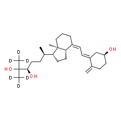 ChemSpider 2D Image | (3S,5E,7Z,24R)-(26,26,26,27,27,27-~2~H_6_)-9,10-Secocholesta-5,7,10-triene-3,24,25-triol | C27H38D6O3
