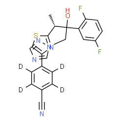 ChemSpider 2D Image | 4-{2-[(2R)-3-(2,5-Difluorophenyl)-3-hydroxy-4-(1H-1,2,4-triazol-1-yl)-2-butanyl]-1,3-thiazol-4-yl}(~2~H_4_)benzonitrile | C22H13D4F2N5OS