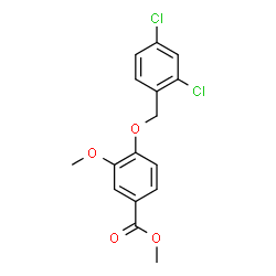 ChemSpider 2D Image | Methyl 4-[(2,4-dichlorobenzyl)oxy]-3-methoxybenzoate | C16H14Cl2O4